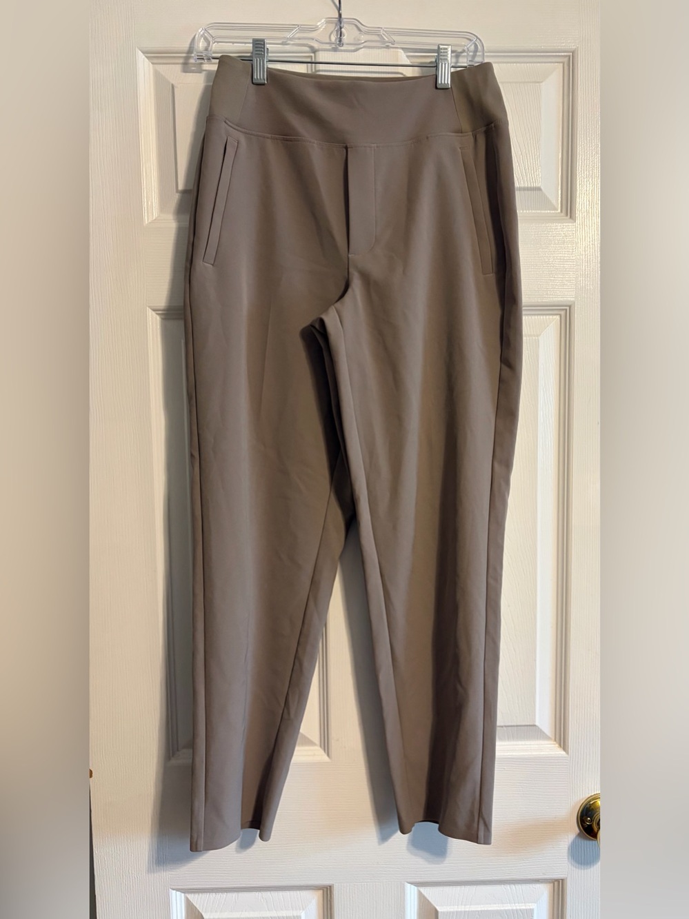 Athleta Endless High Rise Pant Mortar Mushroom Straight Leg Career Elastic Waist
